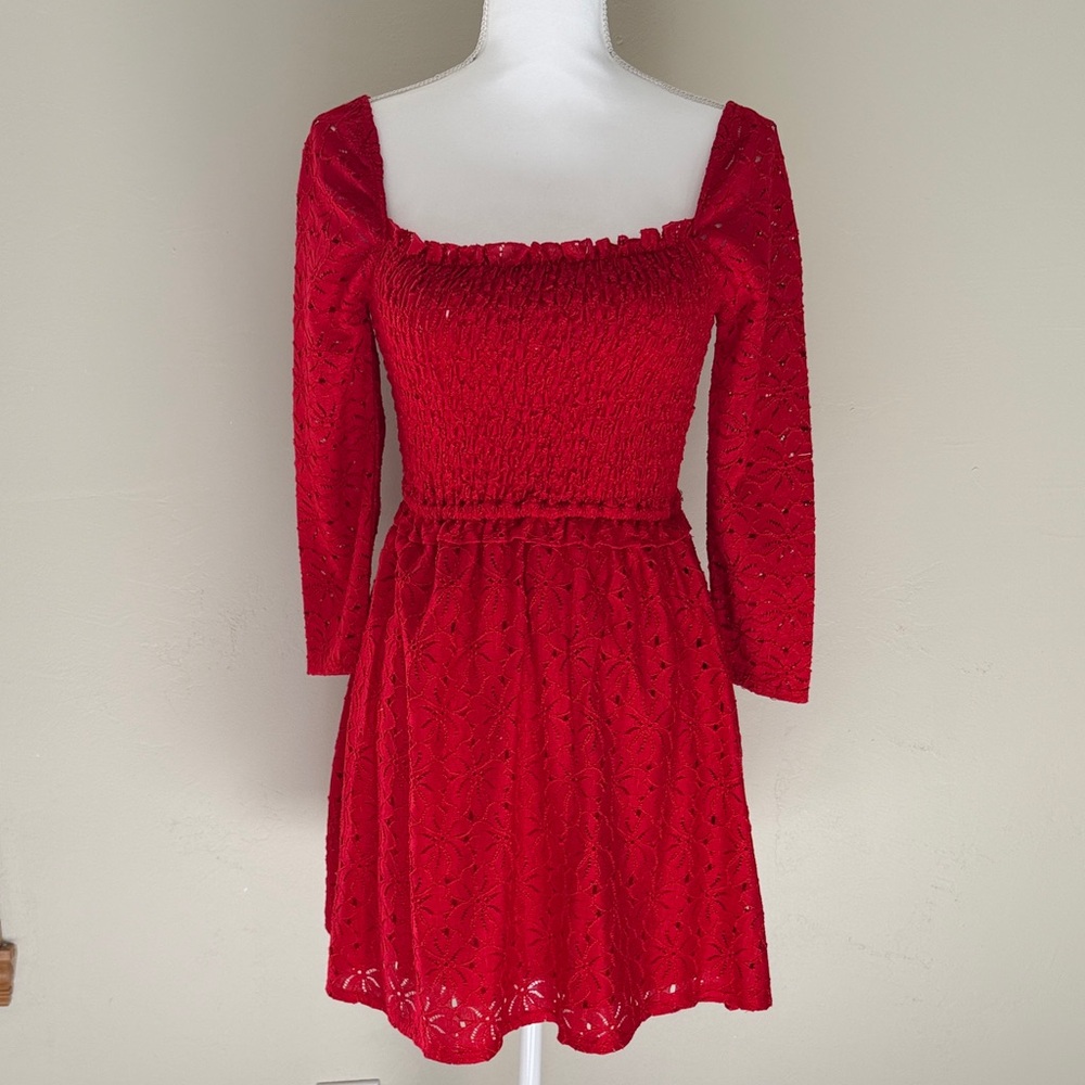 Mi Ami Women's Medium Long Sleeve Red Dress